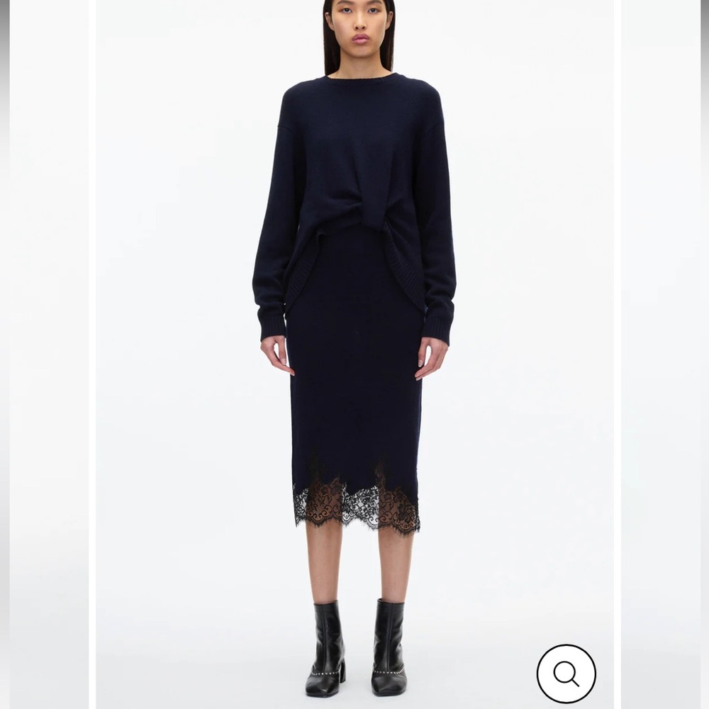 3.1 Phillip Lim French Tuck Knit Dress with Lace Trim